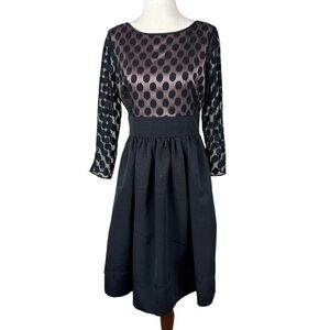 Eliza J Black Polka Dot Overlay Cocktail Dress